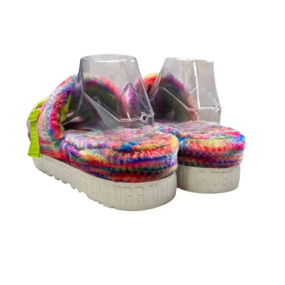 UGG Fluffita Pixelate Sherpa Platform Sandal Size 10